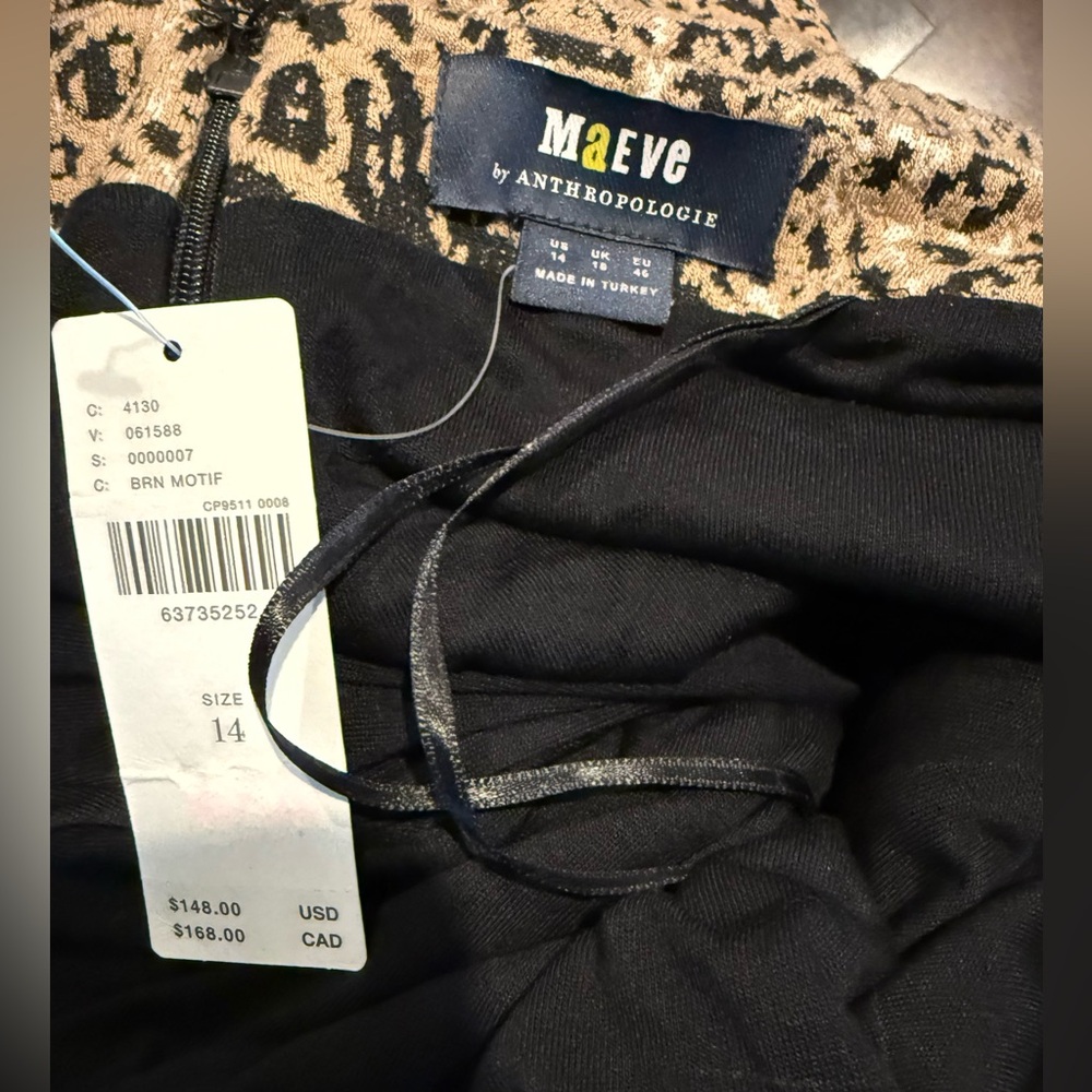 Anthropologie Maeve Animal Print Knit Cut Out Mini Dress - Picture 8 of 8
